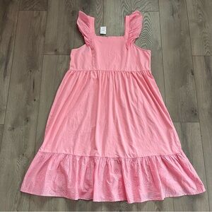 NWT J.Crew Women’s 2X Pink Eyelet Ruffle Midi Dress